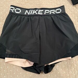 Nike Pro Women's 2 in 1 Black/Pink Shorts